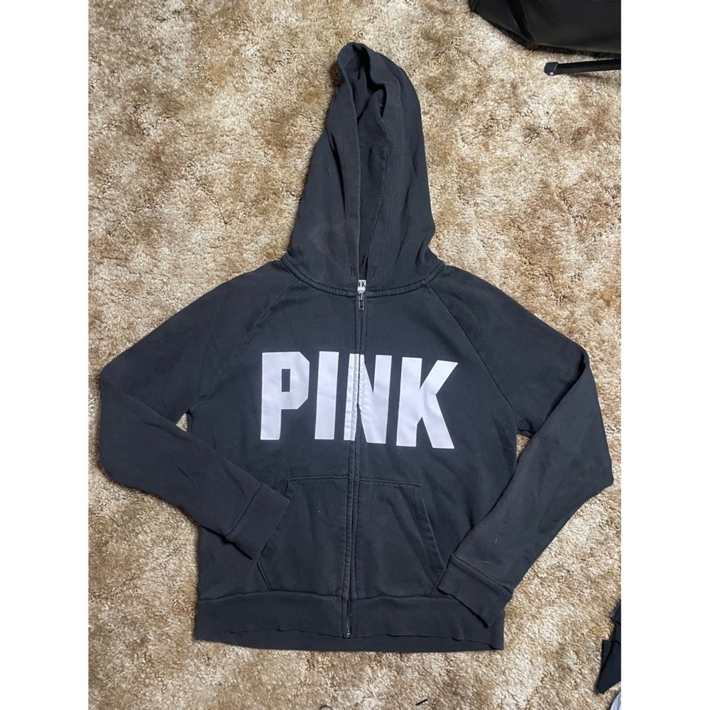 PINK Victoria's Secret Black Zip Up Jacket Size Large
